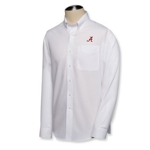 Alabama Crimson Tide Men's LS Epic Easy Care Fine Twill Shirt - White